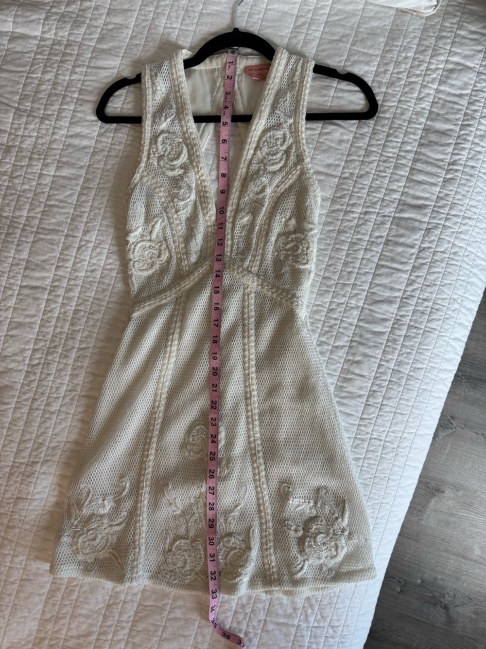 NWOT | Anthropologie Not So Serious Beaded White Deep V-Neck Mini Dress XXS - Picture 9 of 10